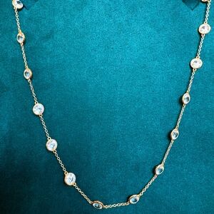 DORSEY Clemence 7.5 Carat, 15 White Sapphire and 18K Gold Vermeil Bezel Necklace